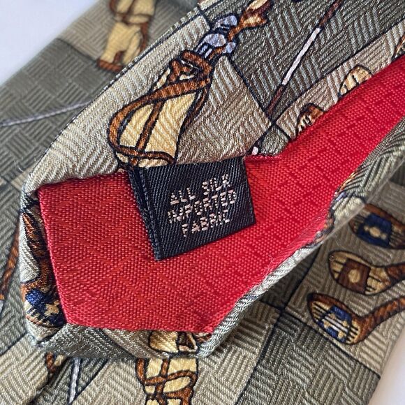 Zianetti Olive Green Brown 100% Silk Mens Classic Golf Tie USA Golfer Golfing - Picture 6 of 7